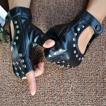 Steampunk Faux Leather Fingerless Glove Gloves - The Burner Shop