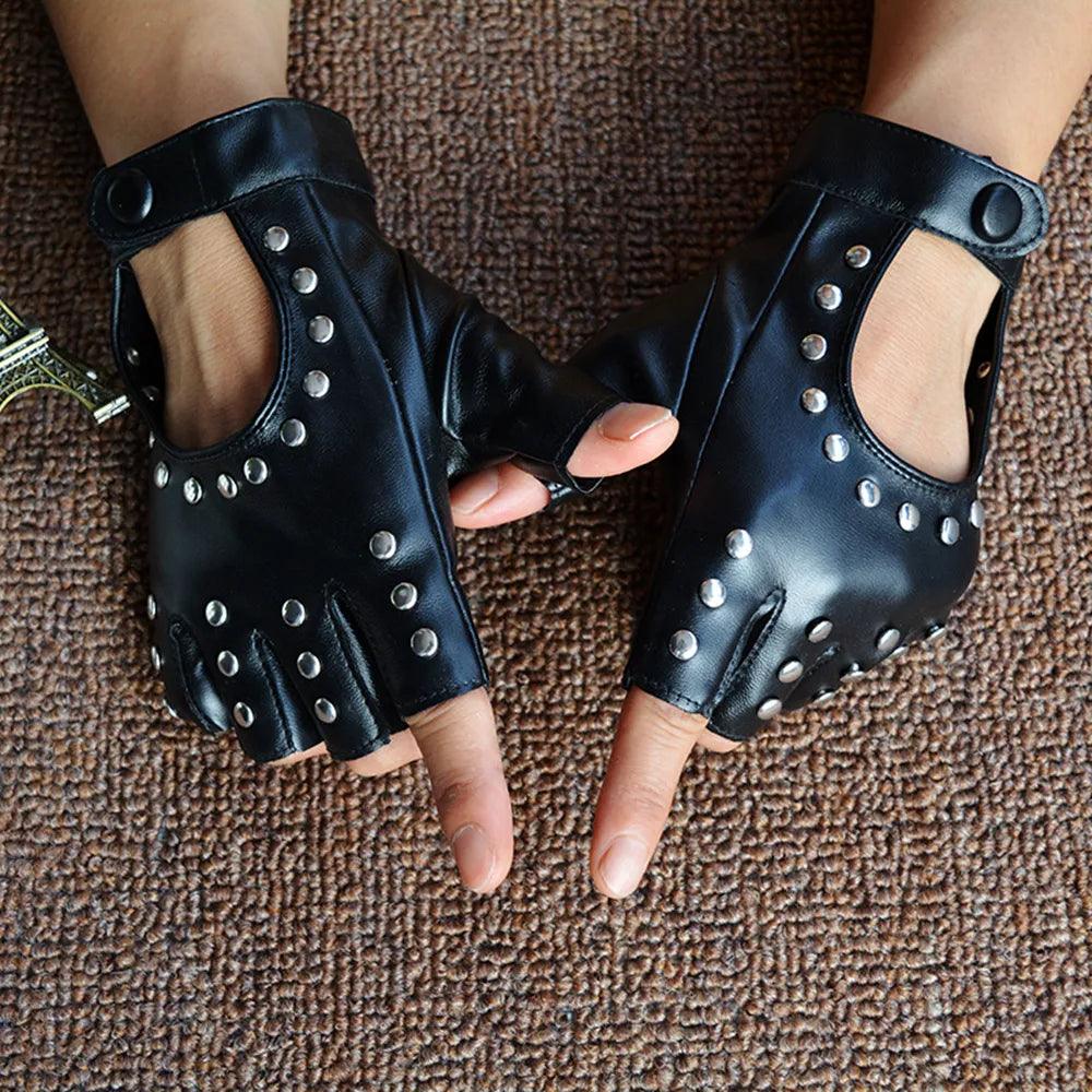 Steampunk Faux Leather Fingerless Glove Gloves - The Burner Shop