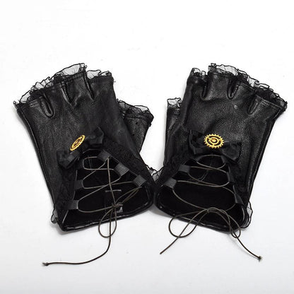 Steampunk Faux Leather Gear Gloves Gloves - The Burner Shop