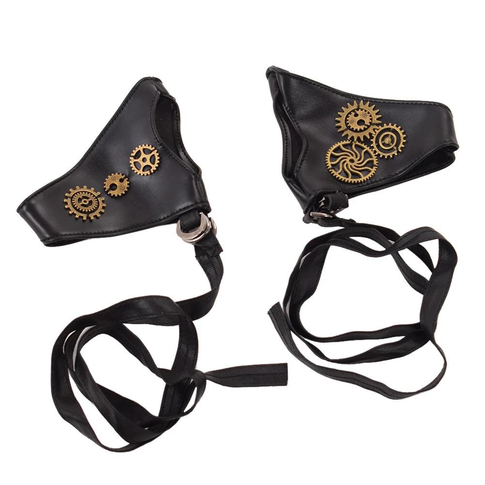 Steampunk Faux Leather Gear Gloves Gloves - The Burner Shop