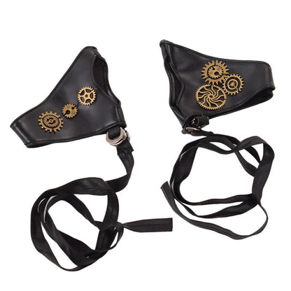 Steampunk Faux Leather Gear Gloves Gloves - The Burner Shop