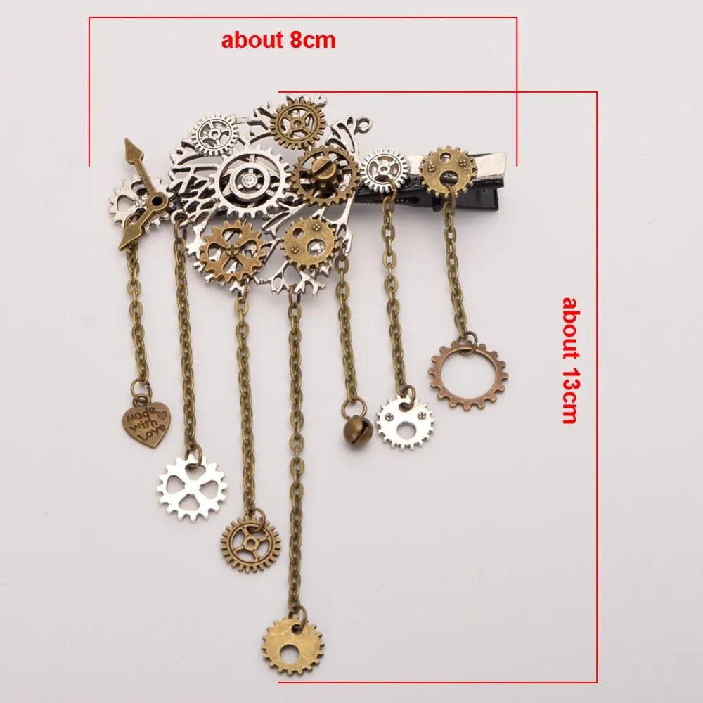 Steampunk Gear & Chains Hair Clips Hair Accessory - The Burner Shop