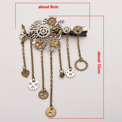 Steampunk Gear & Chains Hair Clips Hair Accessory - The Burner Shop