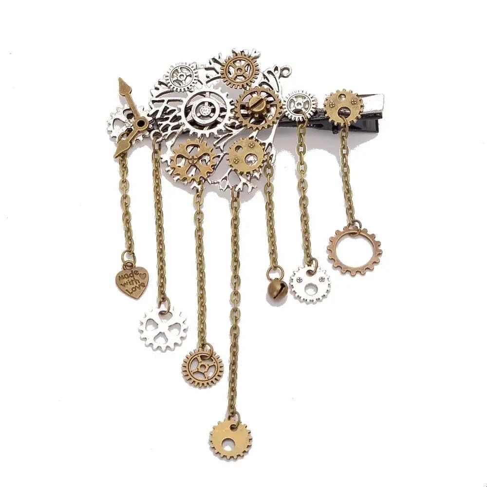 Steampunk Gear & Chains Hair Clips Hair Accessory - The Burner Shop