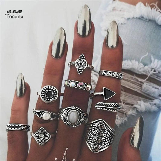 10 Piece Bohemian Rings Set Rings - The Burner Shop