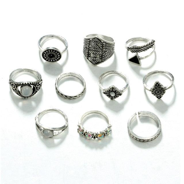 10 Piece Bohemian Rings Set Rings - The Burner Shop