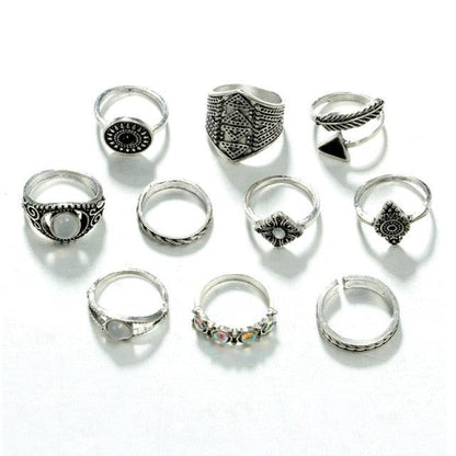 10 Piece Bohemian Rings Set Rings - The Burner Shop