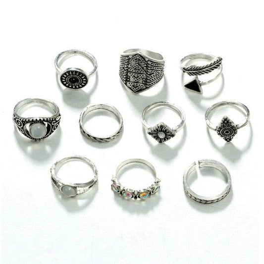 10 Piece Bohemian Rings Set Rings - The Burner Shop