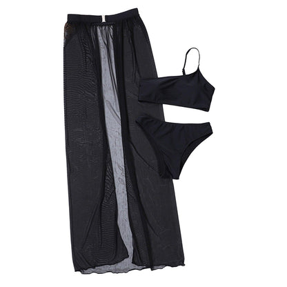 3 Piece Mesh Bikini & Cover Up Swimwear - The Burner Shop