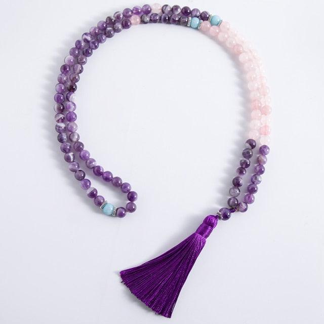 Amethyst Rose Quartz Beaded Necklace & Bracelet Necklaces - The Burner Shop