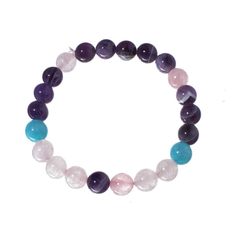 Amethyst Rose Quartz Beaded Necklace & Bracelet Necklaces - The Burner Shop