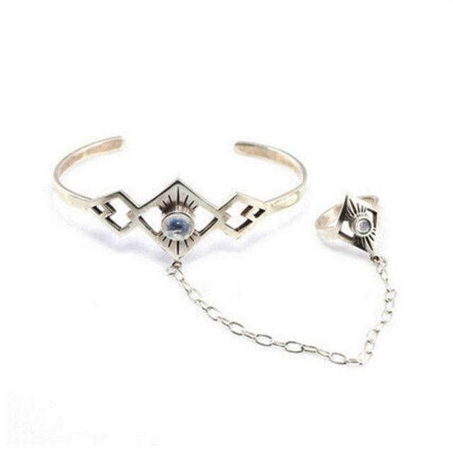 Antique Bracelet with Finger Ring Bracelets - The Burner Shop