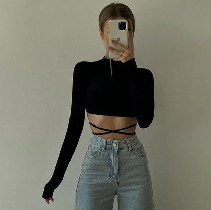 Backless Lace up Zebra Print Cop Top tops - The Burner Shop