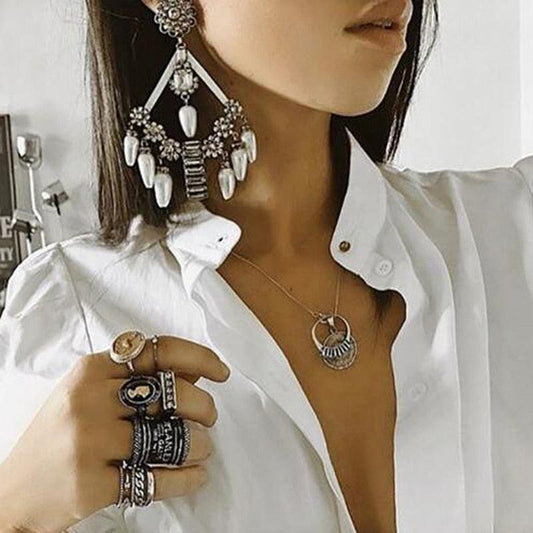 Big Drop Simulated-Pearl Pendants Earrings Earrings - The Burner Shop