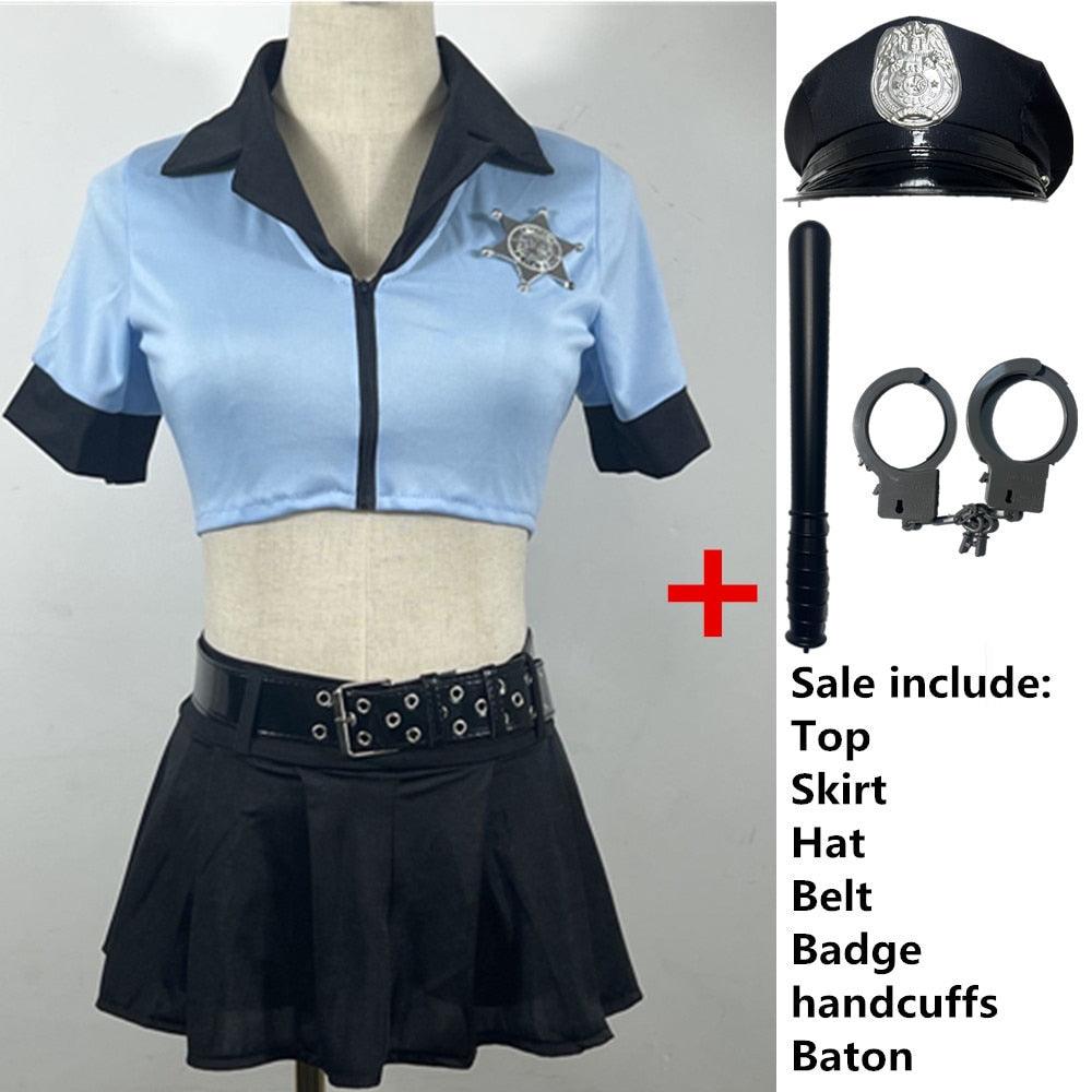 Blue Sexy Police Uniform 6Pcs The Burner Shop Blue Sexy Police Uniform 6Pcs The Burner Shop