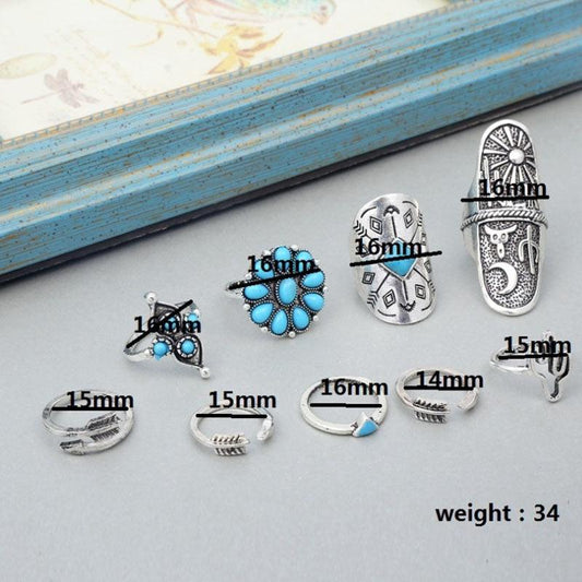 Bohemian Antique Rings Sets 9pcs Rings - The Burner Shop