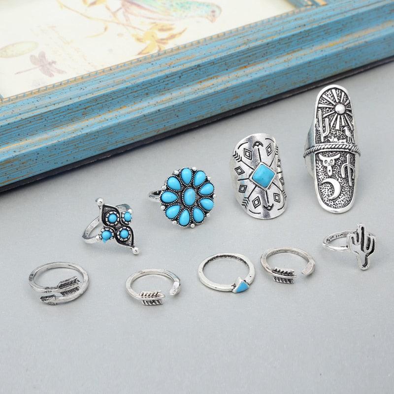 Bohemian Antique Rings Sets 9pcs Rings - The Burner Shop