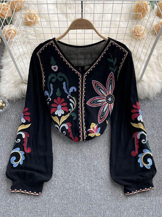 Bohemian Embroidered Blouse Tops - The Burner Shop
