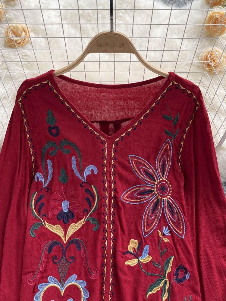 Bohemian Embroidered Blouse Tops - The Burner Shop