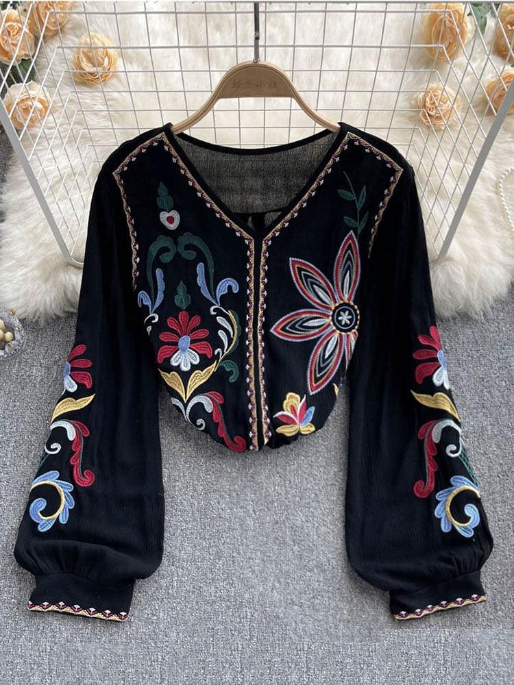 Bohemian Embroidered Blouse Tops - The Burner Shop