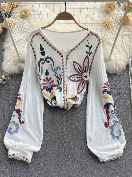 Bohemian Embroidered Blouse Tops - The Burner Shop