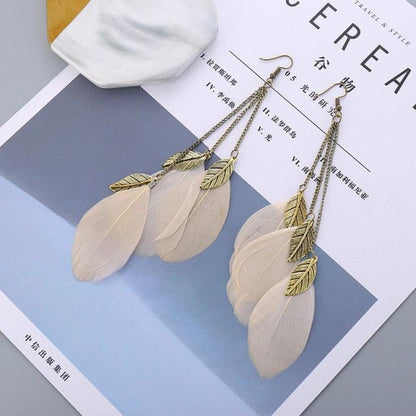 Bohemian Feather Drop Earrings Earrings - The Burner Shop