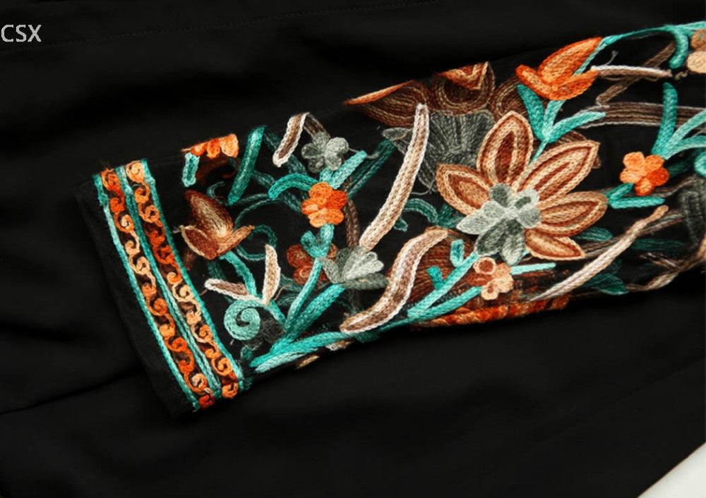 Bohemian Flower Embroidery Chiffon Cardigan Cardigans - The Burner Shop