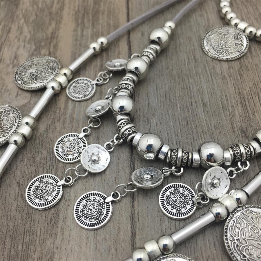 Bohemian Silver Beads Chain Tassel Pendant Long Necklace Necklaces - The Burner Shop