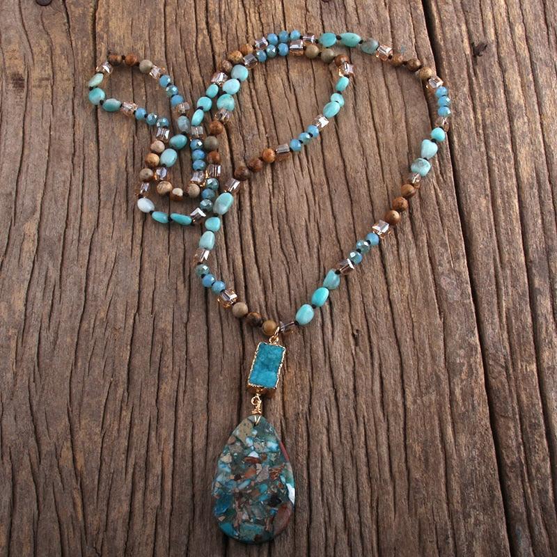 Boho 2 Stone Pendant Necklace Necklaces - The Burner Shop