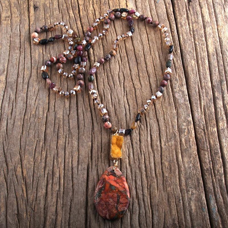 Boho 2 Stone Pendant Necklace Necklaces - The Burner Shop
