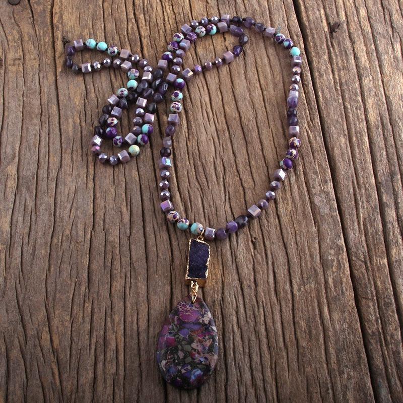 Boho 2 Stone Pendant Necklace Necklaces - The Burner Shop