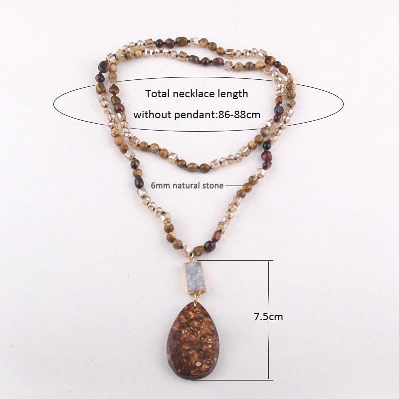 Boho 2 Stone Pendant Necklace Necklaces - The Burner Shop