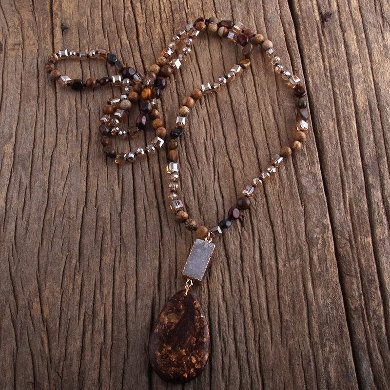 Boho 2 Stone Pendant Necklace Necklaces - The Burner Shop