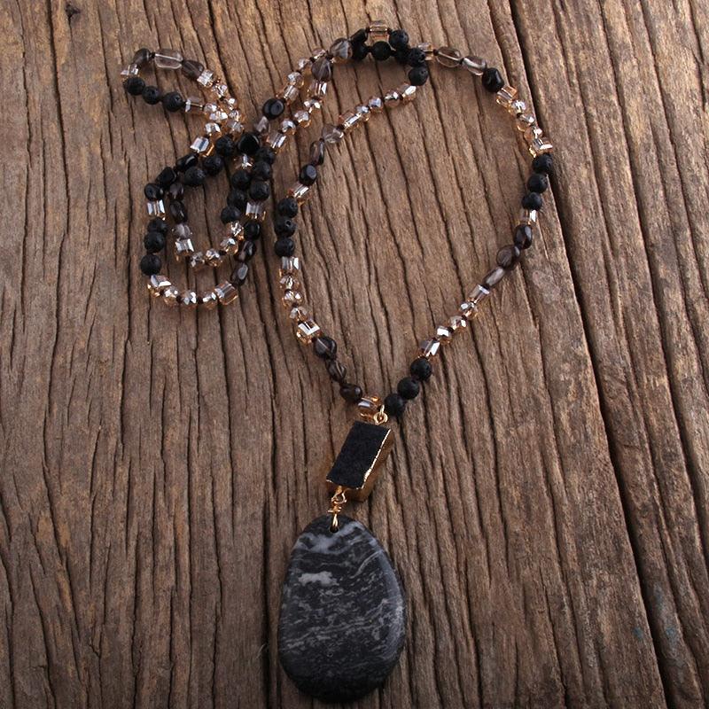 Boho 2 Stone Pendant Necklace Necklaces - The Burner Shop