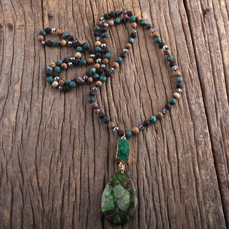Boho 2 Stone Pendant Necklace Necklaces - The Burner Shop
