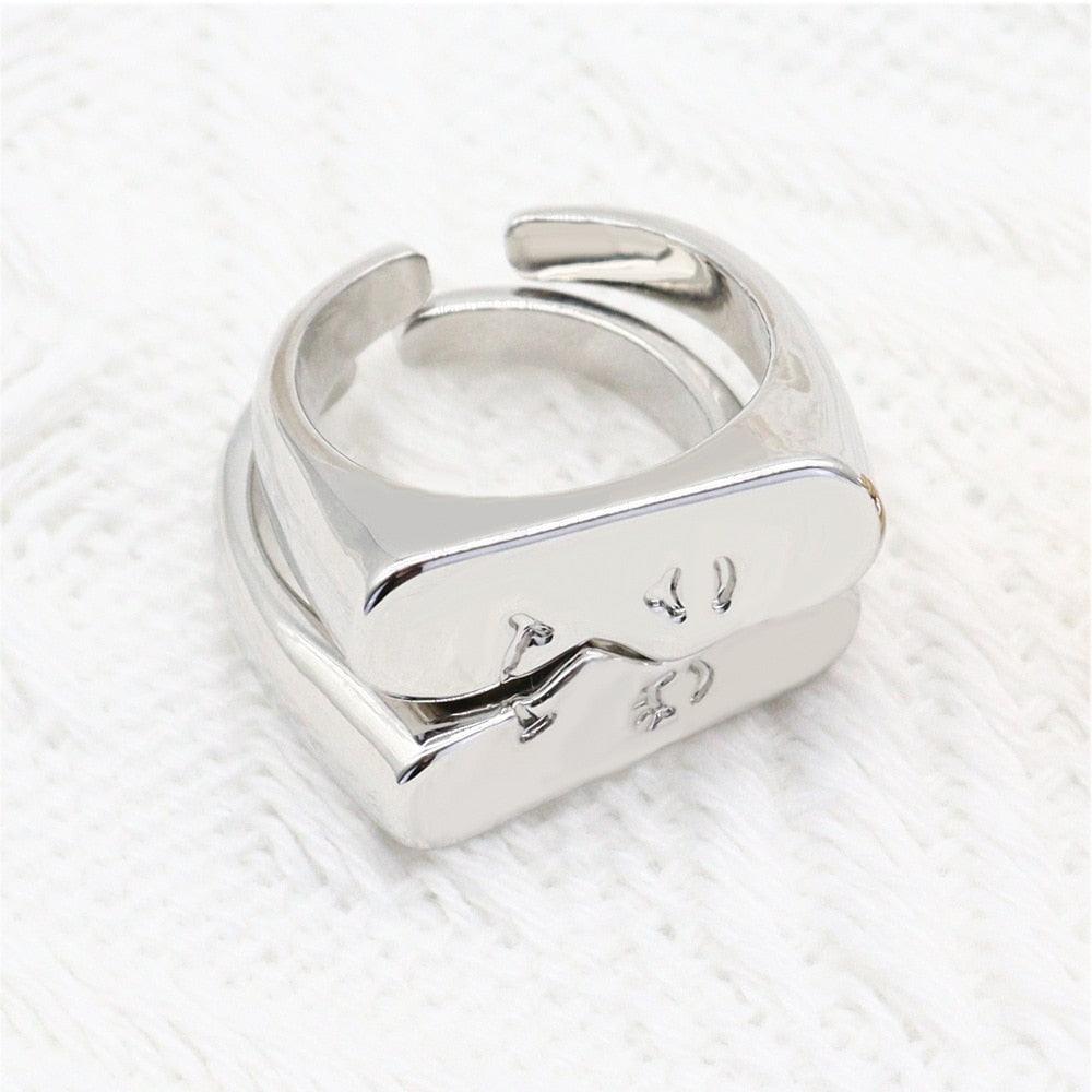 Boho Abstract Face Pair Ring Set Rings - The Burner Shop