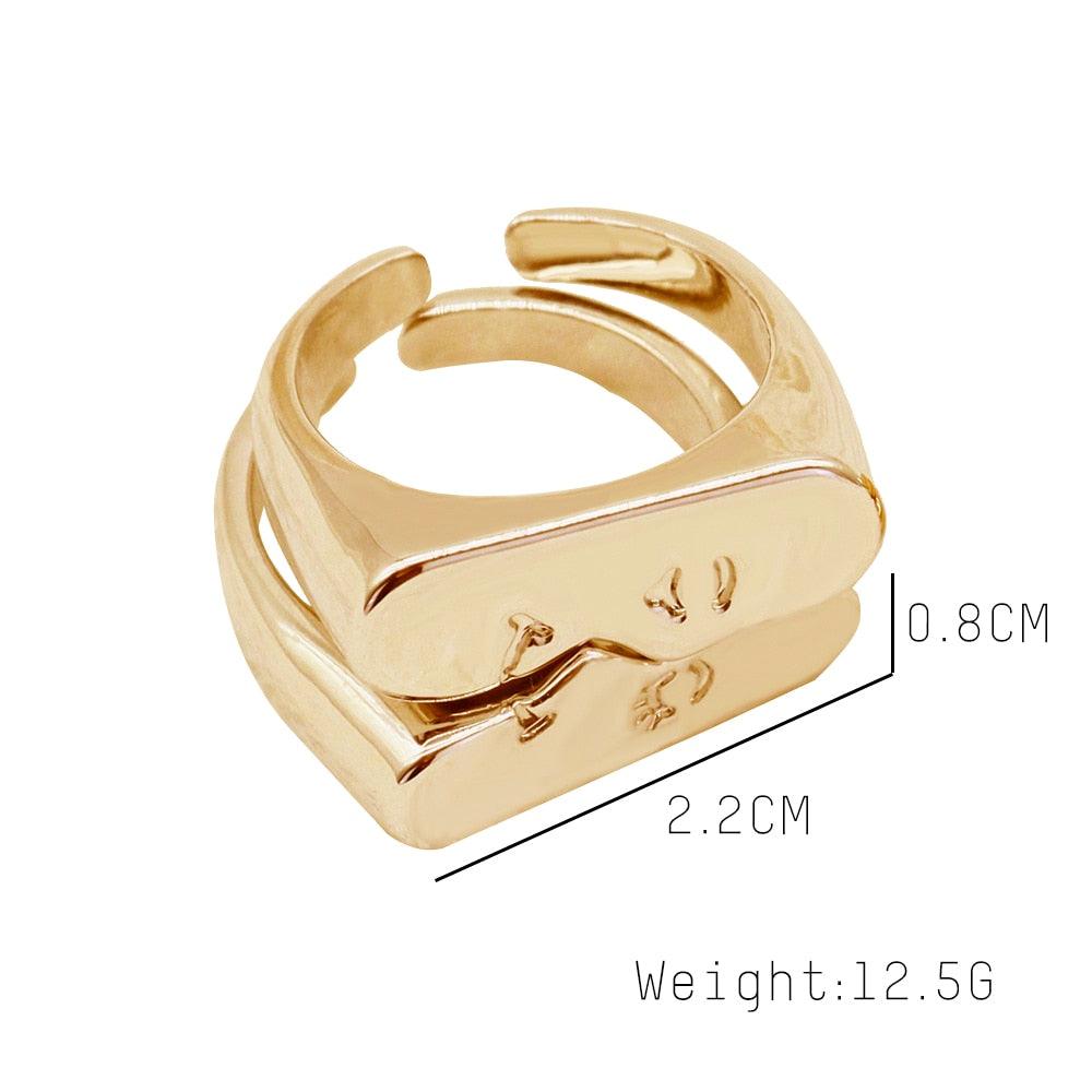Boho Abstract Face Pair Ring Set Rings - The Burner Shop