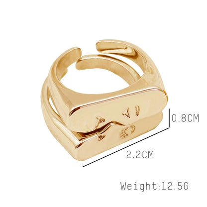 Boho Abstract Face Pair Ring Set Rings - The Burner Shop