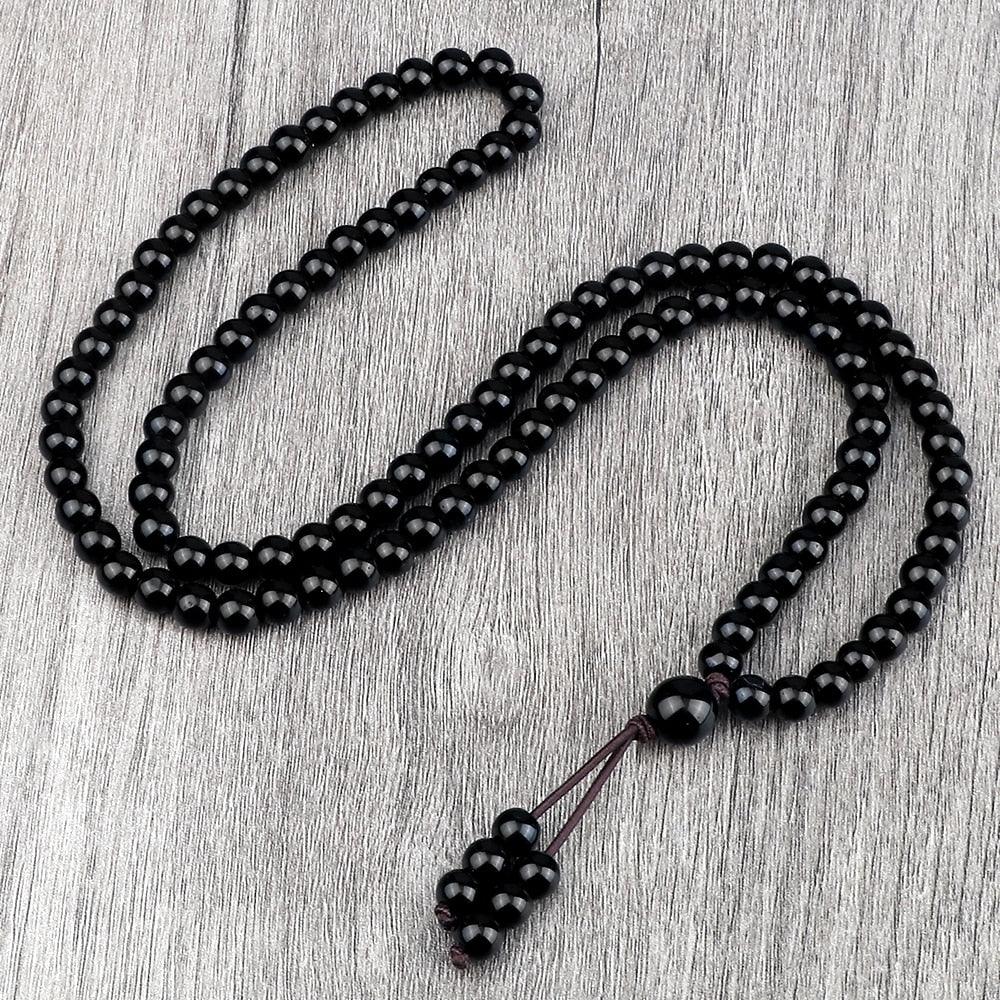 Boho Black Natural Stone Beaded Necklace Necklaces - The Burner Shop