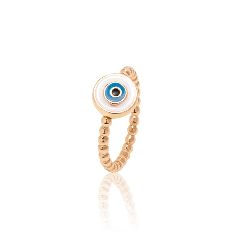 Boho Blue & Gold Evil Eye Ring Rings - The Burner Shop