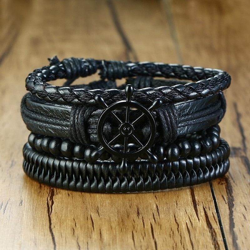 Boho Braided Wrap Leather Wristbands Set Bracelets - The Burner Shop