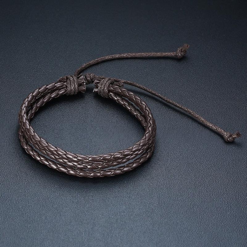 Boho Braided Wrap Leather Wristbands Set Bracelets - The Burner Shop