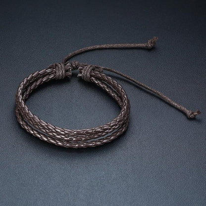 Boho Braided Wrap Leather Wristbands Set Bracelets - The Burner Shop