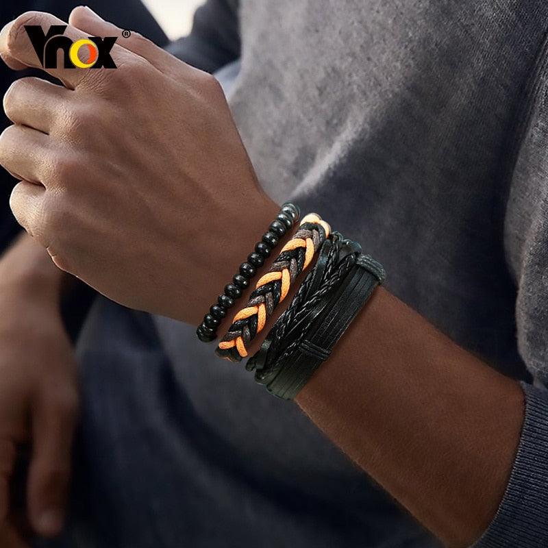 Boho Braided Wrap Leather Wristbands Set Bracelets - The Burner Shop