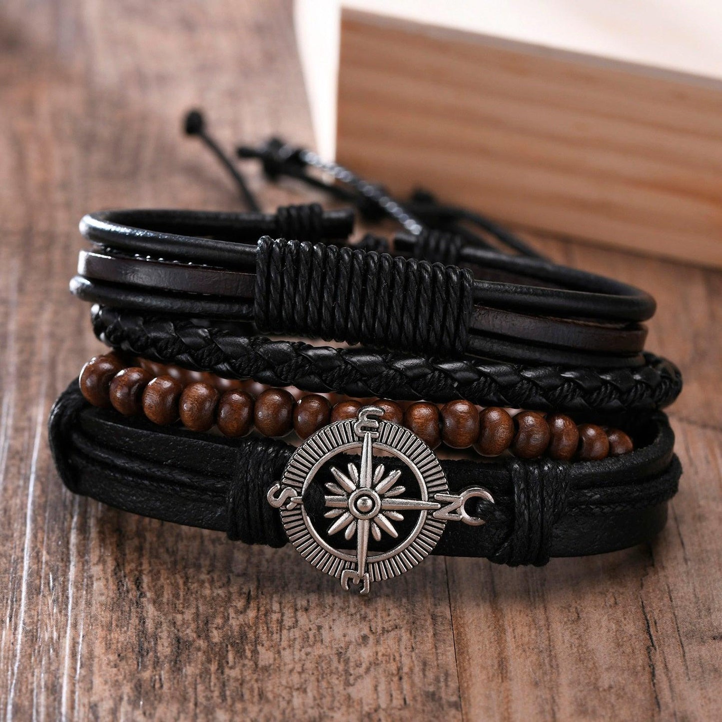 Boho Braided Wrap Leather Wristbands Set Bracelets - The Burner Shop