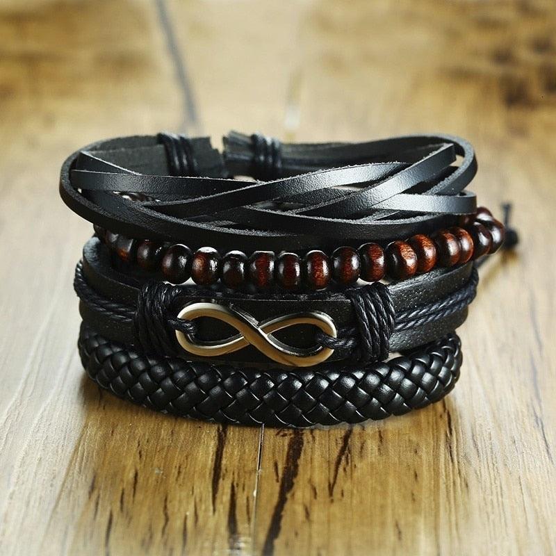 Boho Braided Wrap Leather Wristbands Set Bracelets - The Burner Shop