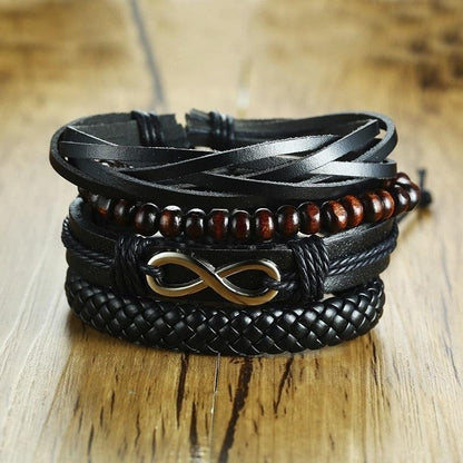 Boho Braided Wrap Leather Wristbands Set Bracelets - The Burner Shop