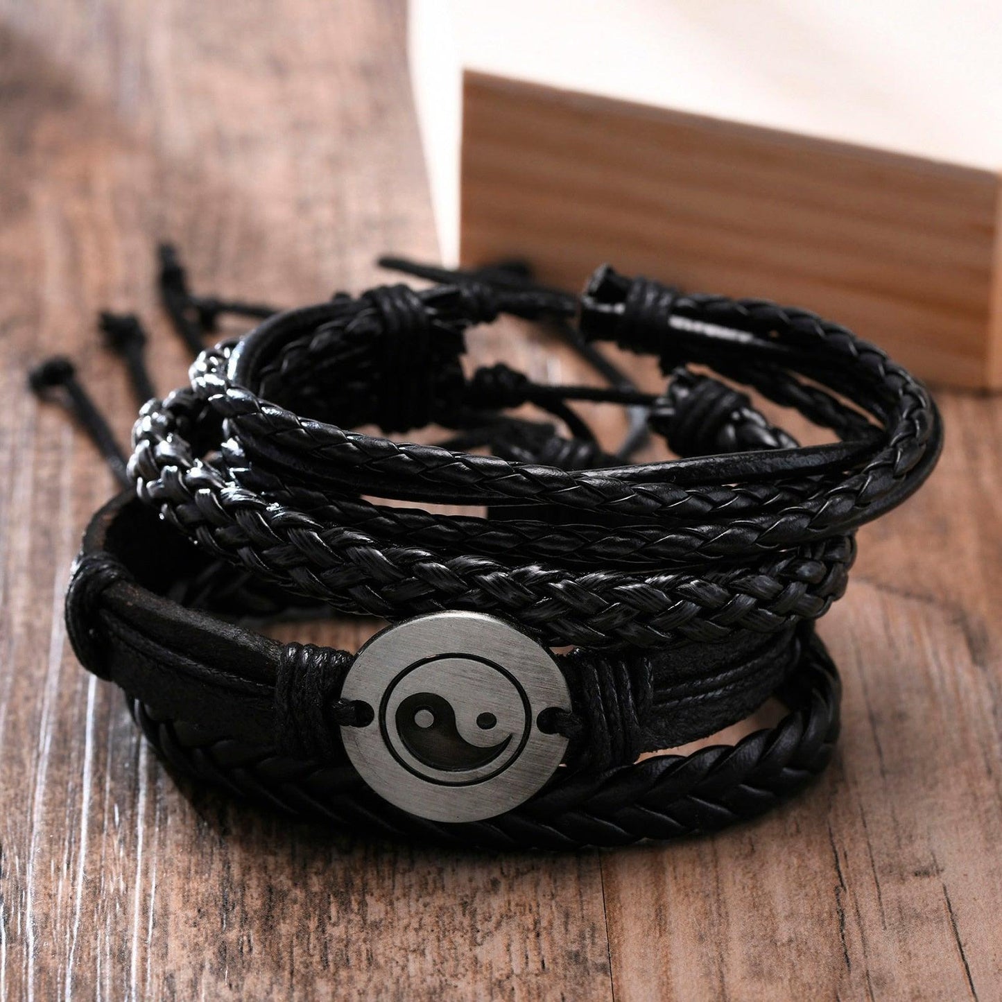 Boho Braided Wrap Leather Wristbands Set Bracelets - The Burner Shop