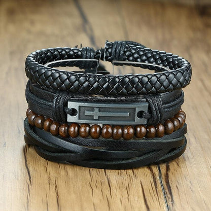 Boho Braided Wrap Leather Wristbands Set Bracelets - The Burner Shop