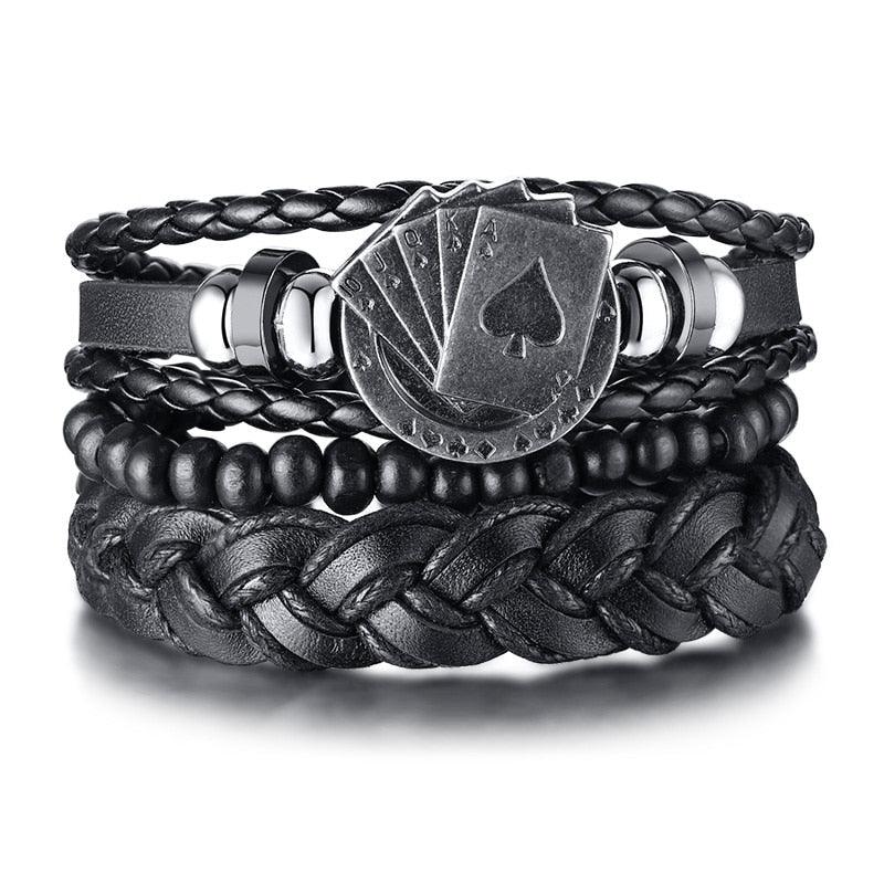 Boho Braided Wrap Leather Wristbands Set Bracelets - The Burner Shop
